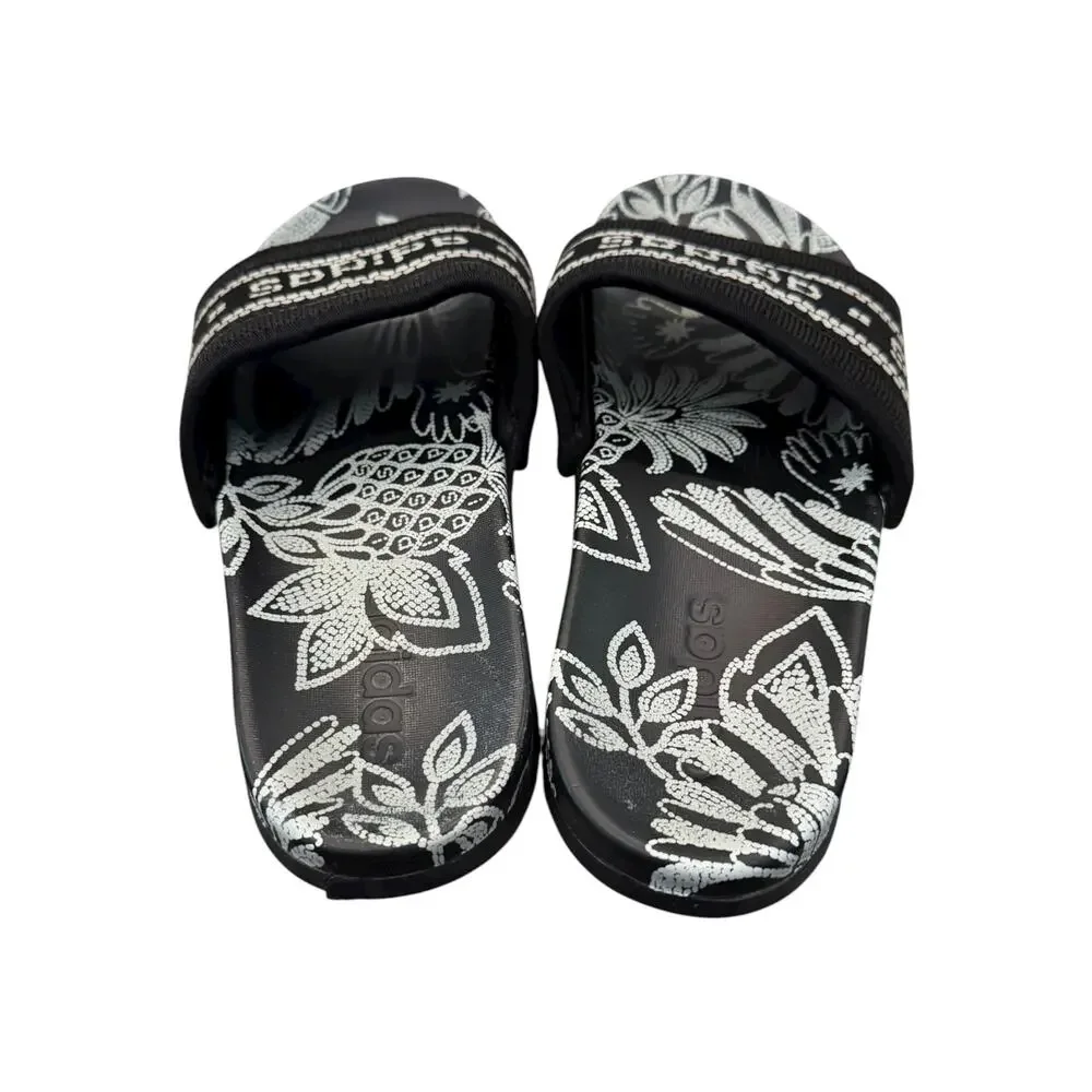 adidas Adilette Comfort Floral Black Slides GV7085 Women’s US 7